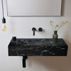 Alexandrette Black Marble Modern Rectangular Sink Wall-mount Bathroom Sink (W)18