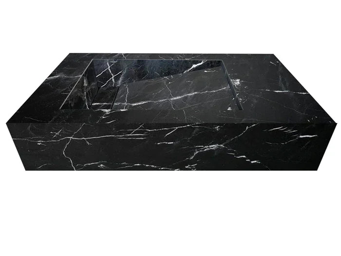Alexandrette Black Marble Modern Rectangular Sink Wall-mount Bathroom Sink (W)18