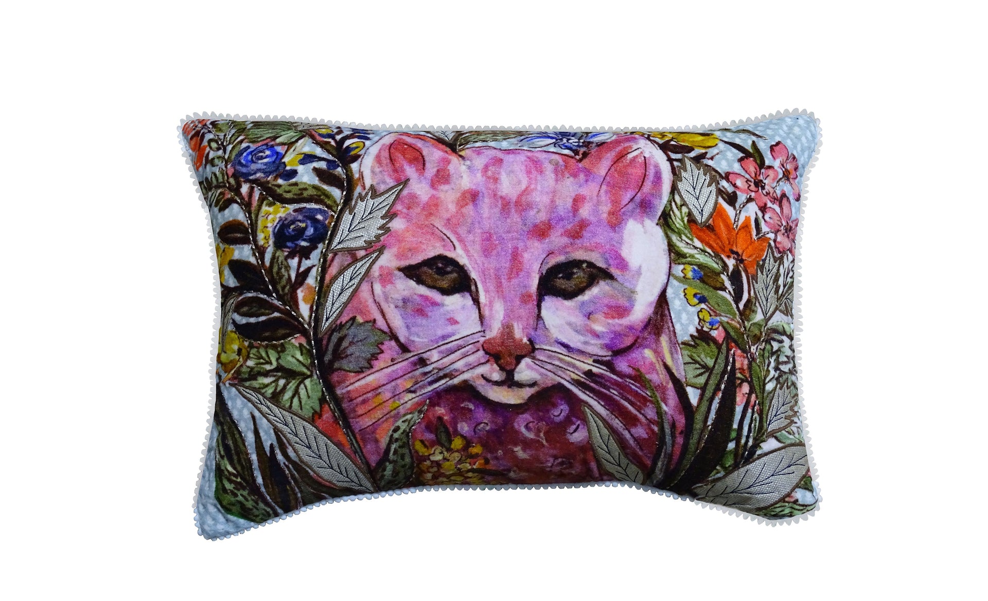 Hand Illustrated  Decorative Cat Pillow 14