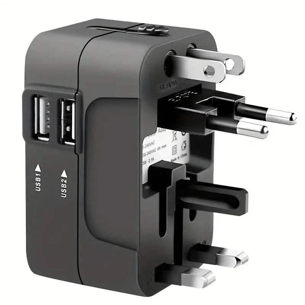 All-in-One Universal Travel Charger with Dual USB Charging Ports