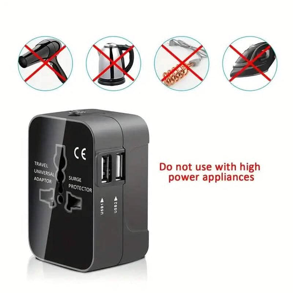 All-in-One Universal Travel Charger with Dual USB Charging Ports