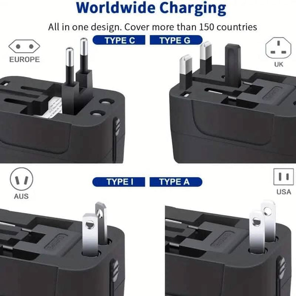 All-in-One Universal Travel Charger with Dual USB Charging Ports