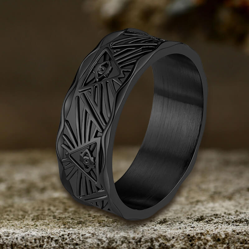 All-Seeing Eye Stainless Steel Band Ring