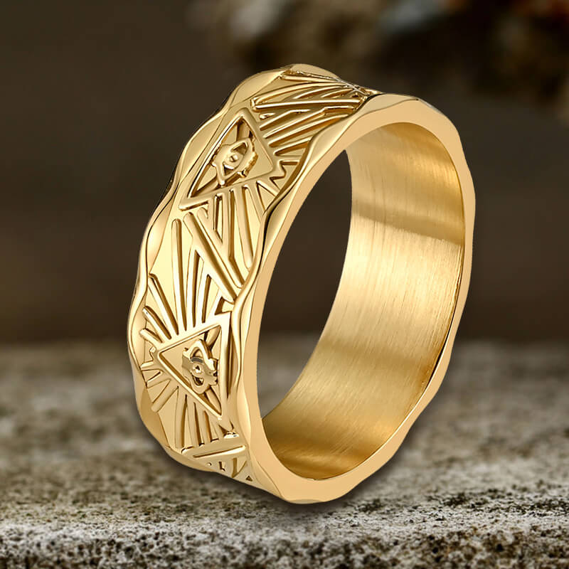 All-Seeing Eye Stainless Steel Band Ring