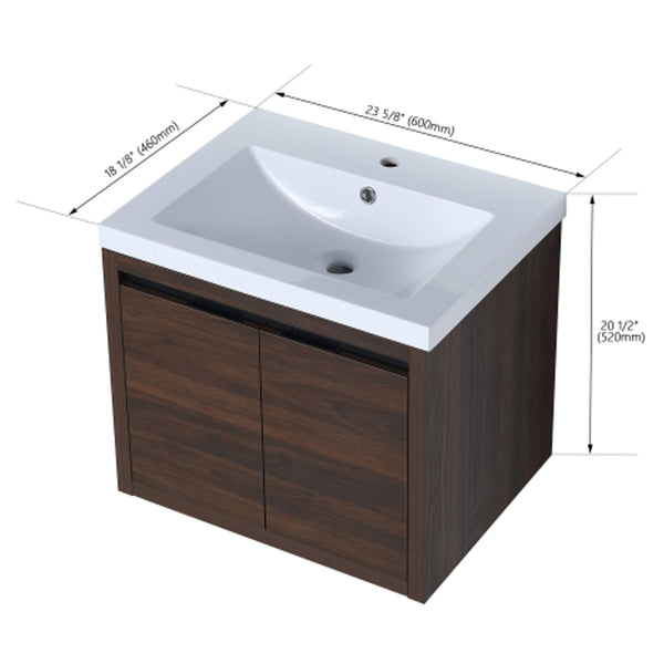 Alora Floating Walnut Bathroom Vanity With Resin Sink Soft Close Doors (SAK62941) SAKSBY WHOLESALE