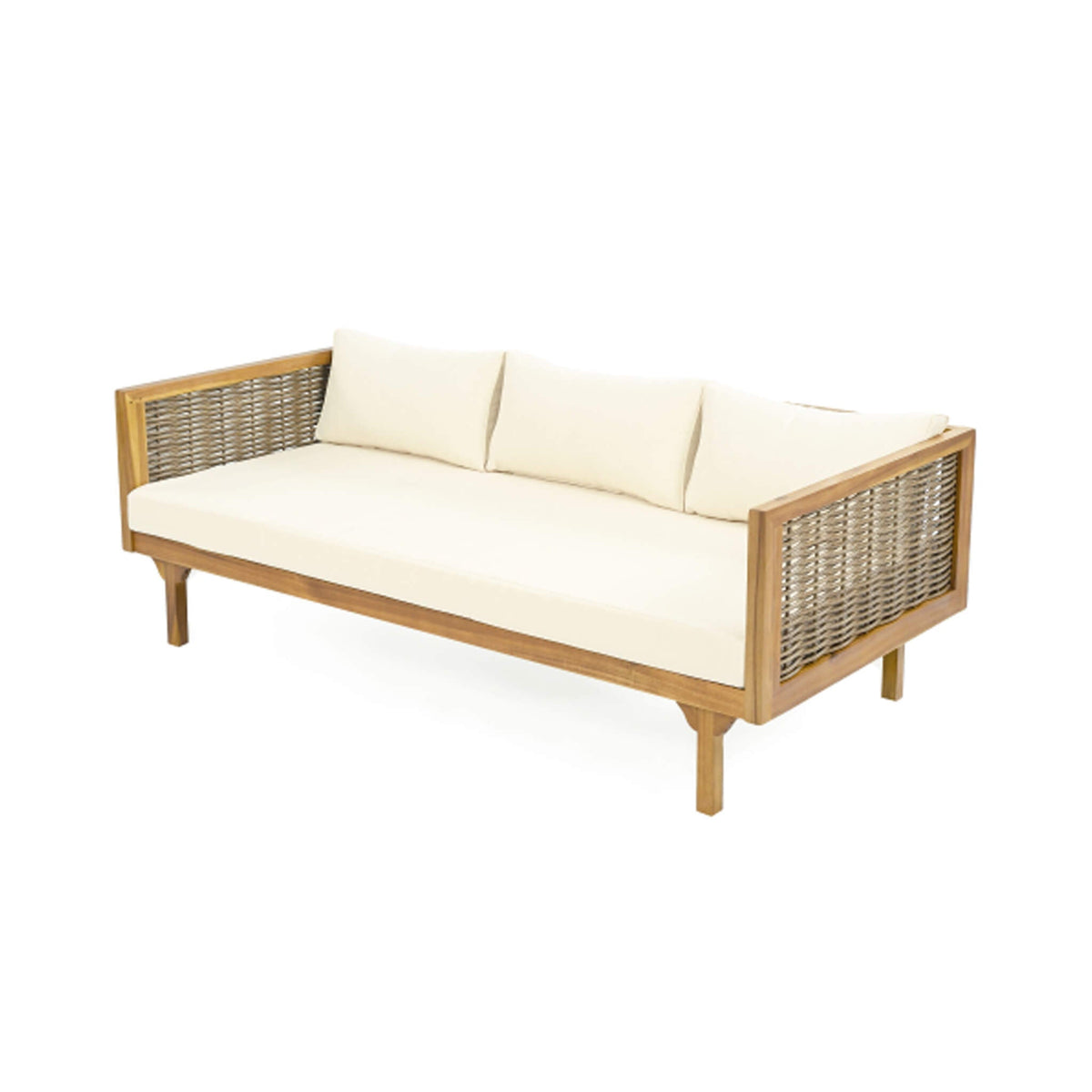3-Seater Acacia Wood Daybed Sofa With Water-Resistant Cushions (SAK65773)