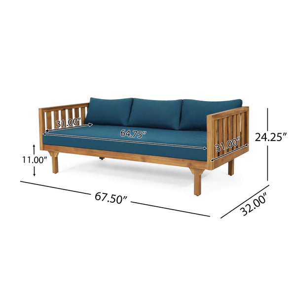 3-Seater Acacia Wood Daybed Sofa With Water-Resistant Cushions (SAK65773)