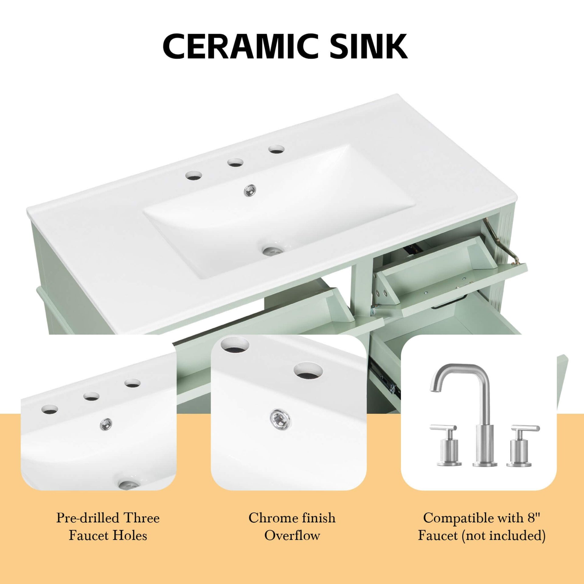 Alora 36-Inch Freestanding Bathroom Vanity With Ceramic Sink And Storage Cabinets [Faucet Not Included] (SAK86310) SAKSBY WHOLESALE