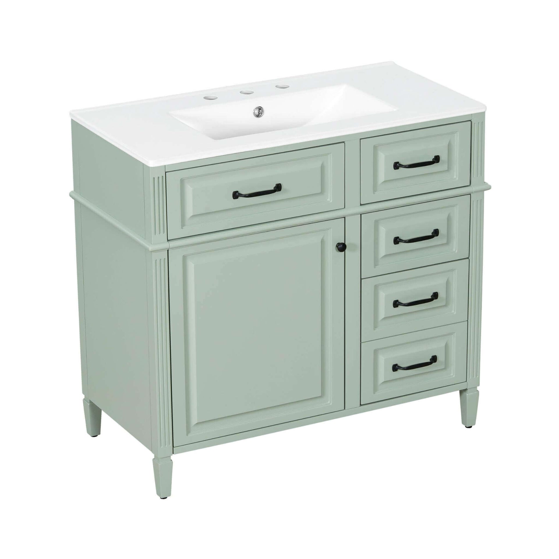 Alora 36-Inch Freestanding Bathroom Vanity With Ceramic Sink And Storage Cabinets [Faucet Not Included] (SAK86310) SAKSBY WHOLESALE