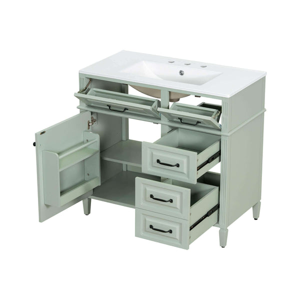 Alora 36-Inch Freestanding Bathroom Vanity With Ceramic Sink And Storage Cabinets [Faucet Not Included] (SAK86310) SAKSBY WHOLESALE