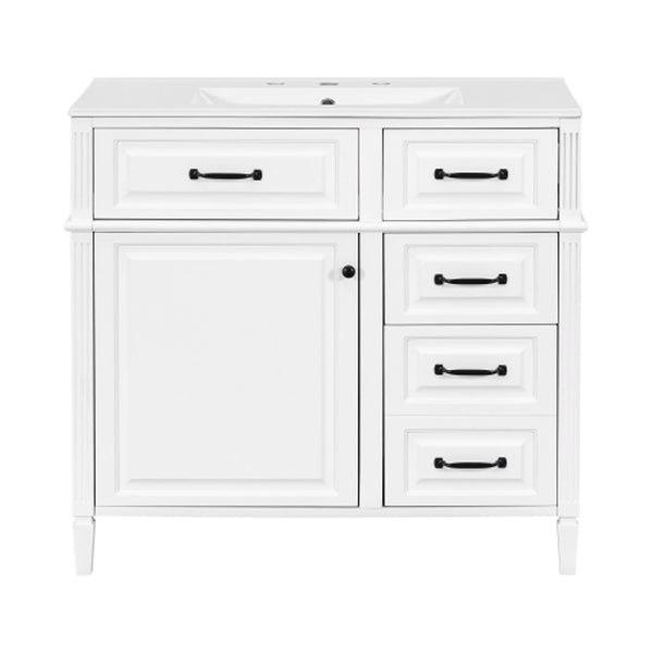 Alora 36-Inch Freestanding Bathroom Vanity With Ceramic Sink And Storage Cabinets [Faucet Not Included] (SAK86310) SAKSBY WHOLESALE