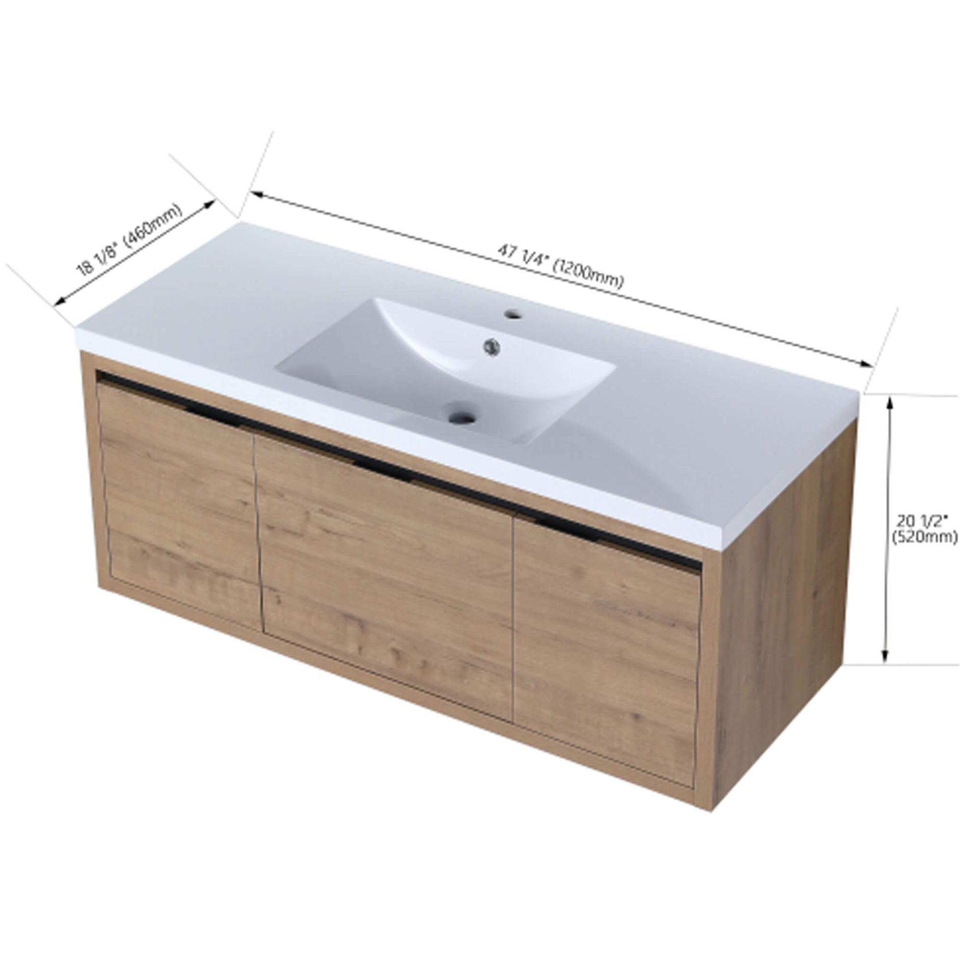 Alora Floating Walnut Bathroom Vanity With Resin Sink Soft Close Doors (SAK62941) SAKSBY WHOLESALE