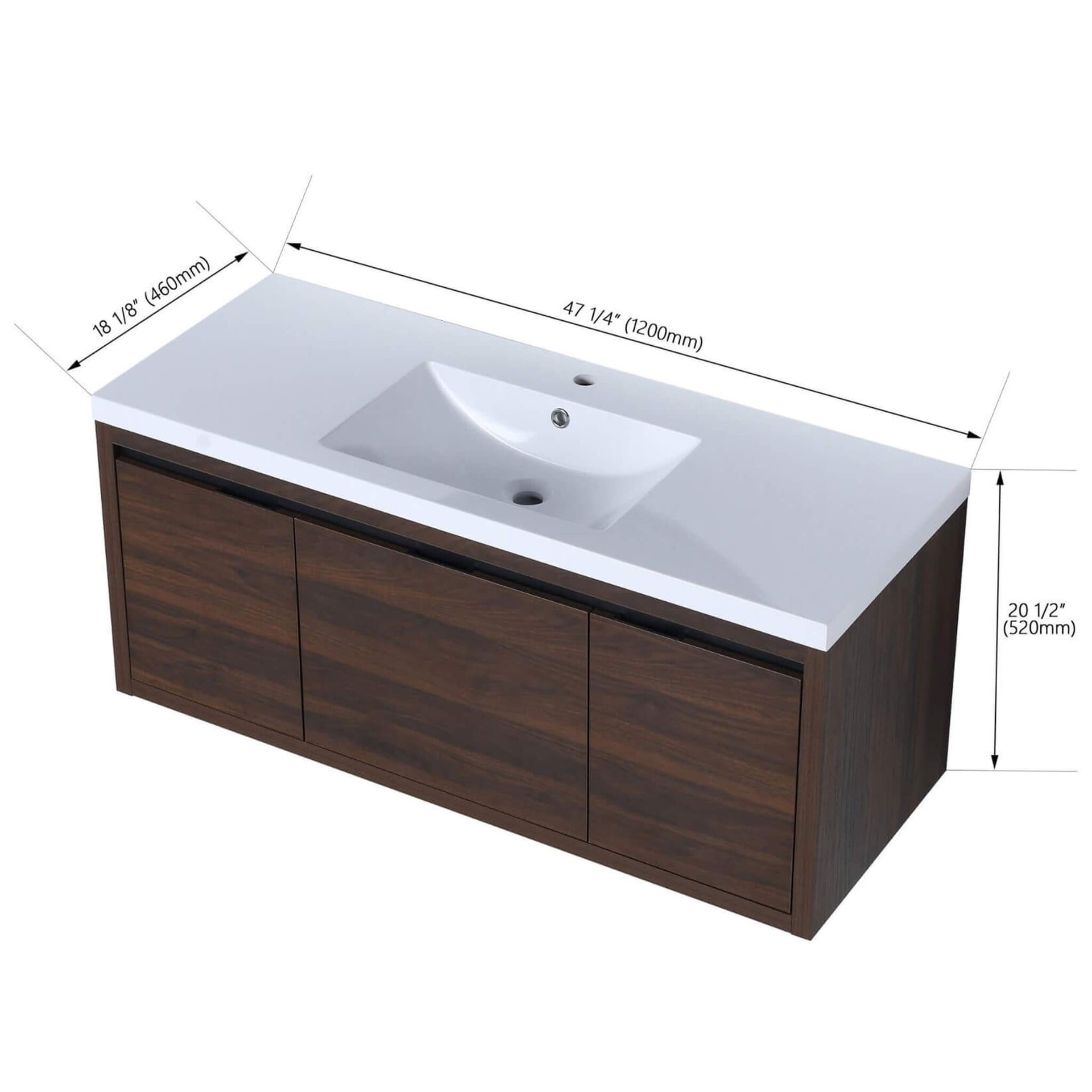 Alora Floating Walnut Bathroom Vanity With Resin Sink Soft Close Doors (SAK62941) SAKSBY WHOLESALE
