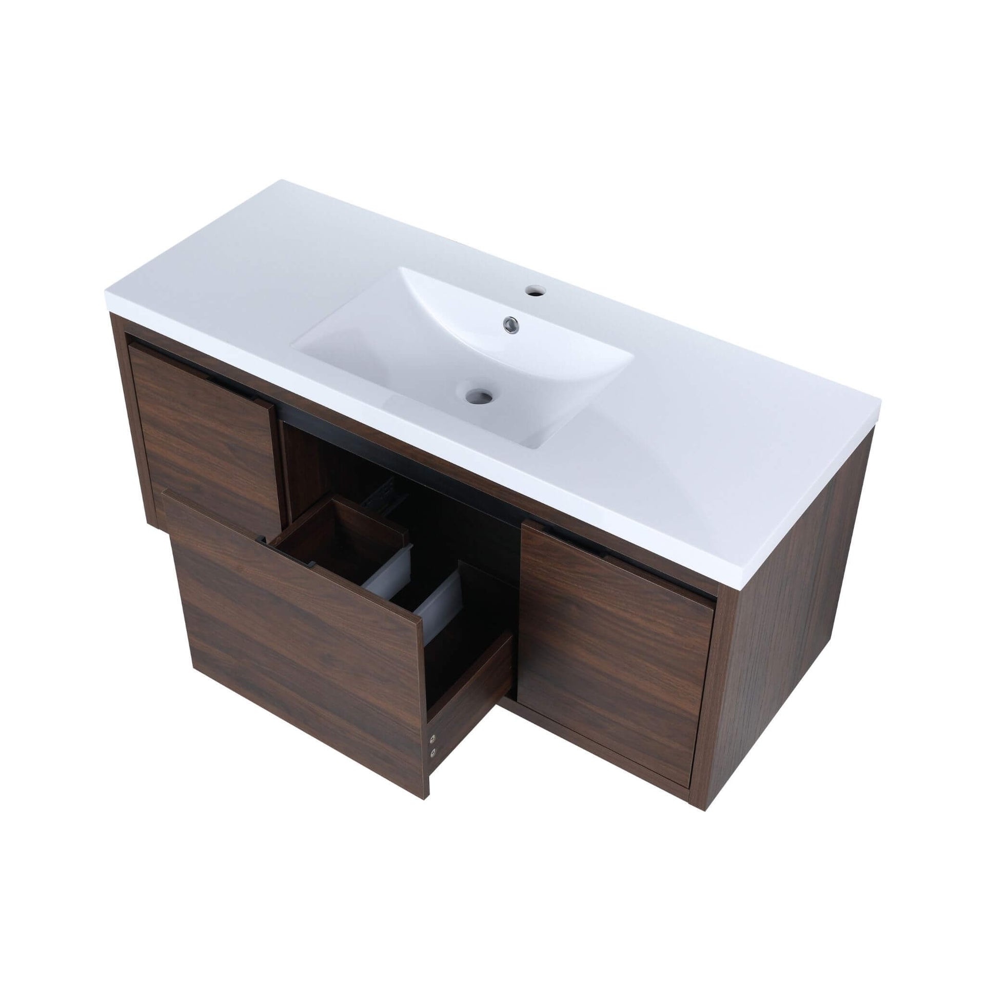 Alora Floating Walnut Bathroom Vanity With Resin Sink Soft Close Doors (SAK62941) SAKSBY WHOLESALE