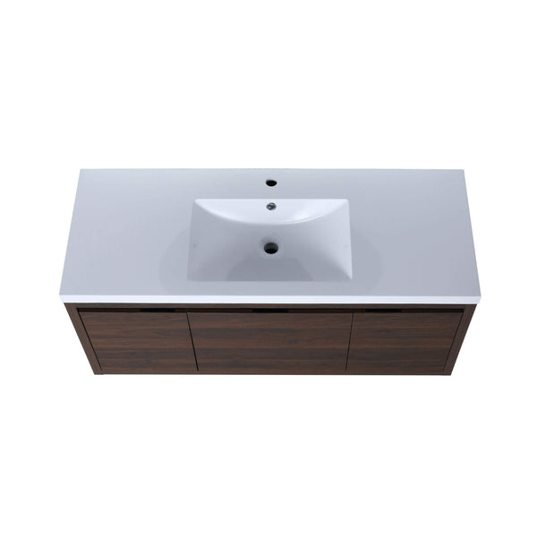 Alora Floating Walnut Bathroom Vanity With Resin Sink Soft Close Doors (SAK62941) SAKSBY WHOLESALE