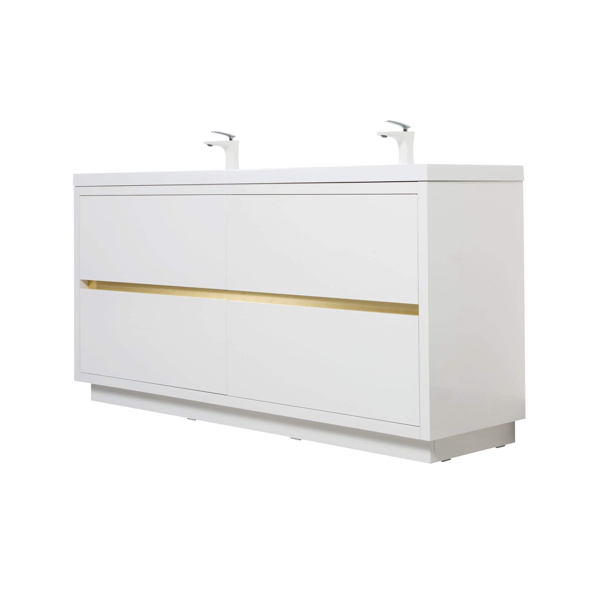 Alora 72-Inch White Freestanding Bathroom Vanity With Sink And Stone Resin Countertop (SAK31520) SAKSBY WHOLESALE