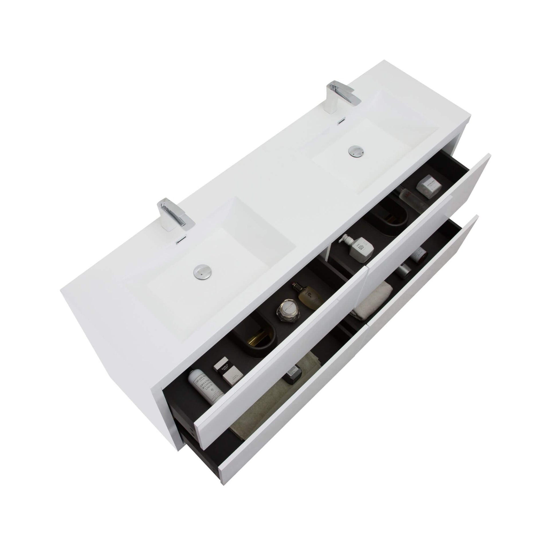 Alora 72-Inch White Freestanding Bathroom Vanity With Sink And Stone Resin Countertop (SAK31520) SAKSBY WHOLESALE