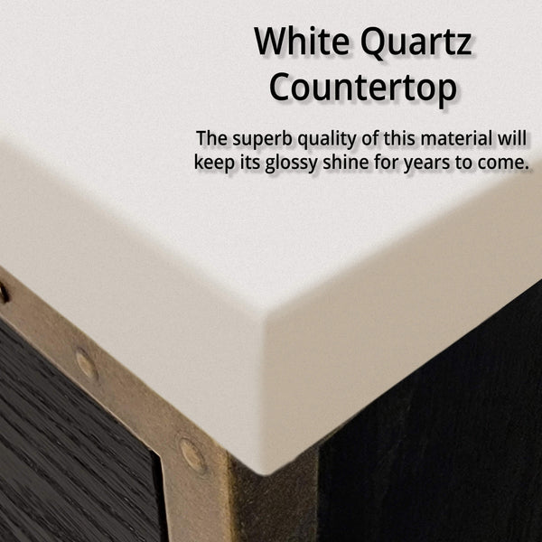 Alora 84-Inch Black Oak Double Bathroom Vanity With White Quartz Top (SAK43761) SAKSBY WHOLESALE