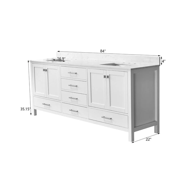 Alora 84-Inch Double Basin Freestanding Bathroom Vanity With Solid Wood Frame [No Faucet] (SAK81794) SAKSBY WHOLESALE