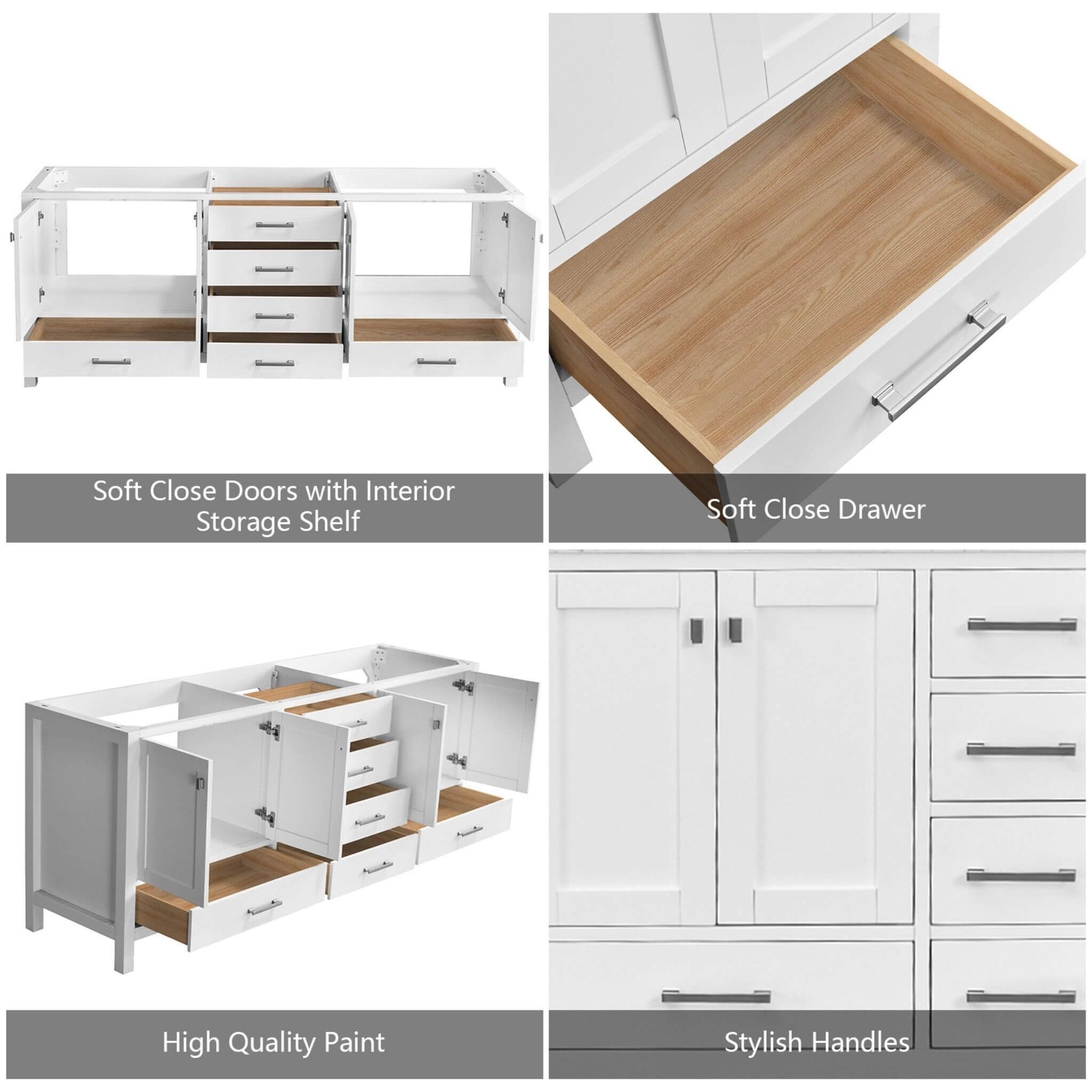 Alora 84-Inch Double Basin Freestanding Bathroom Vanity With Solid Wood Frame [No Faucet] (SAK81794) SAKSBY WHOLESALE