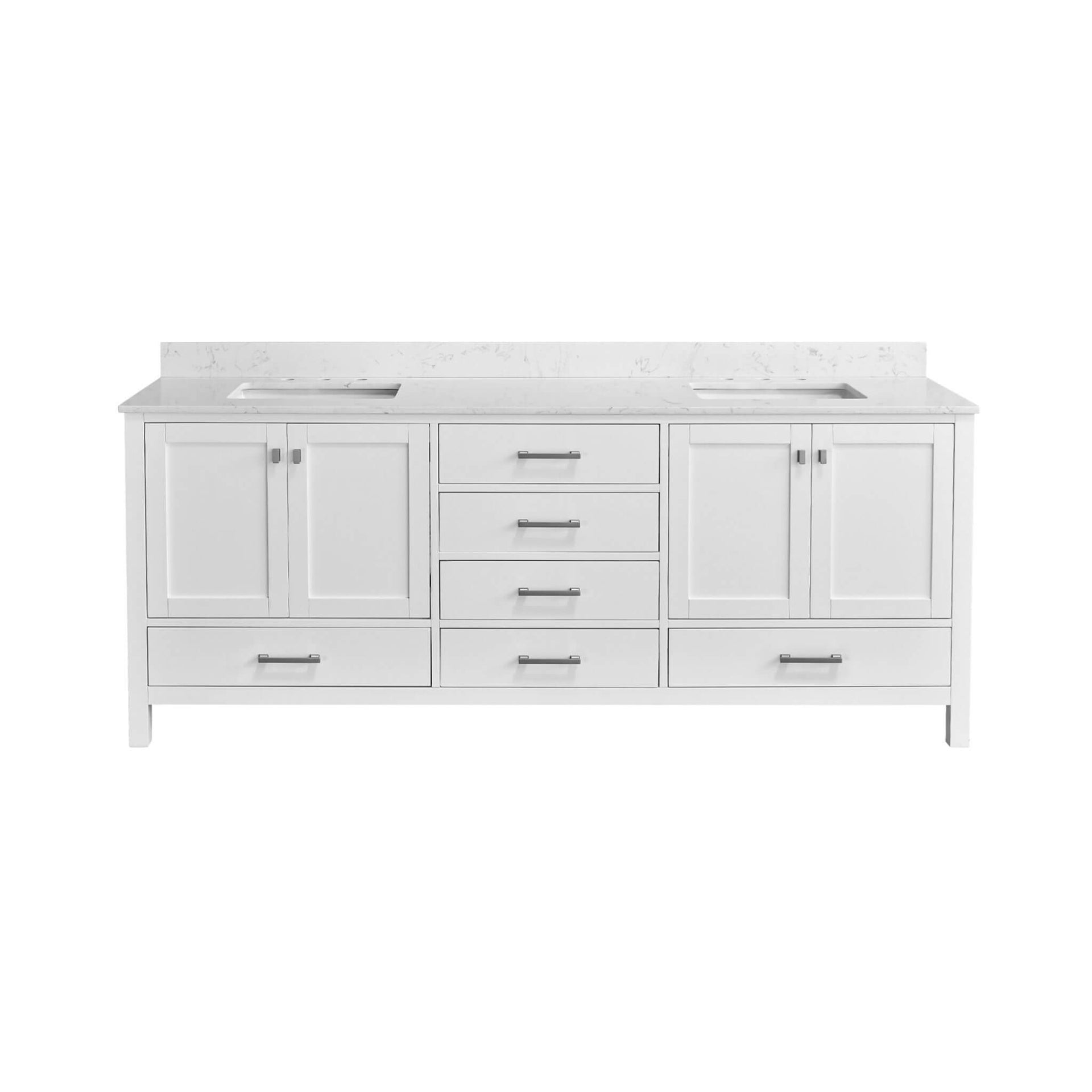 Alora 84-Inch Double Basin Freestanding Bathroom Vanity With Solid Wood Frame [No Faucet] (SAK81794) SAKSBY WHOLESALE