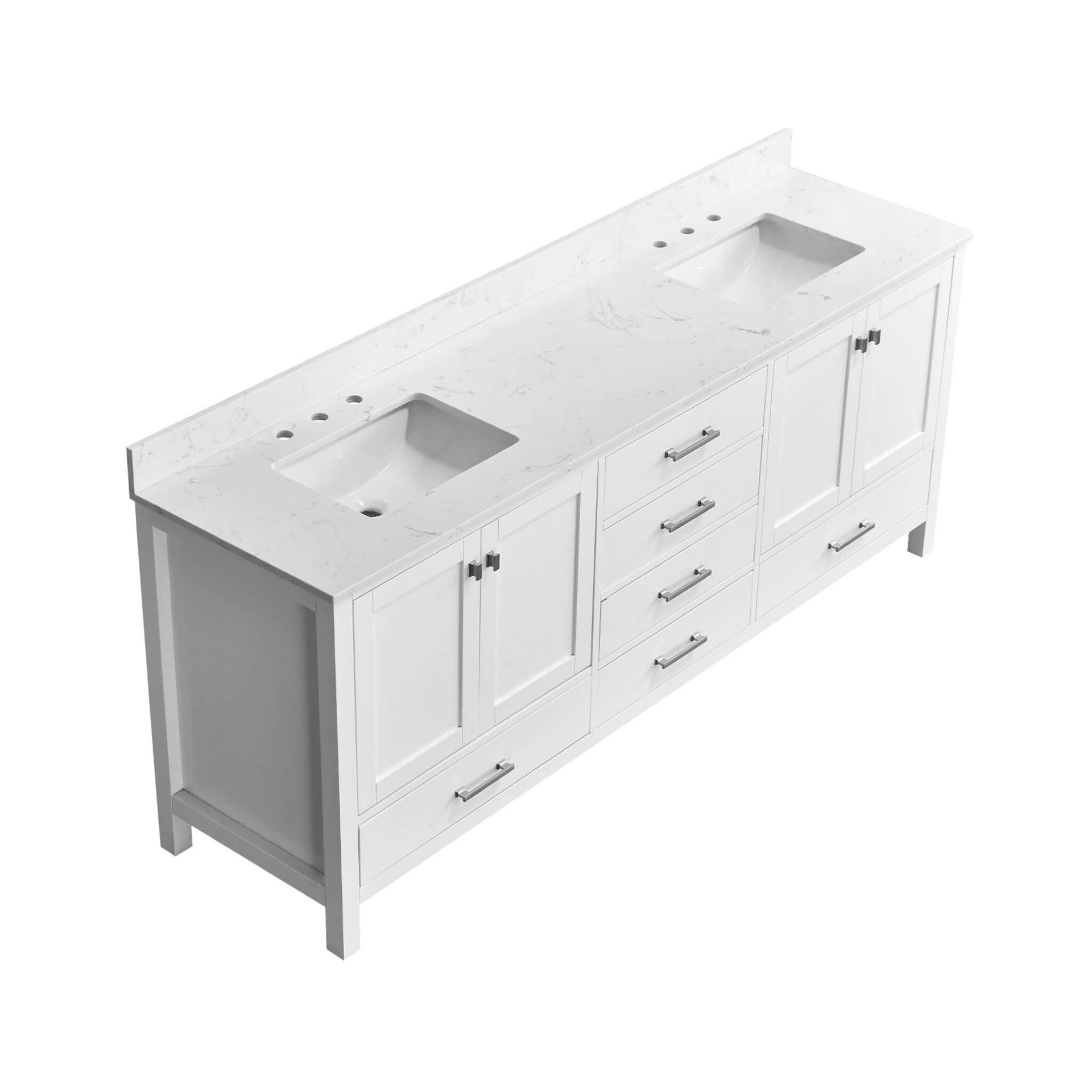 Alora 84-Inch Double Basin Freestanding Bathroom Vanity With Solid Wood Frame [No Faucet] (SAK81794) SAKSBY WHOLESALE