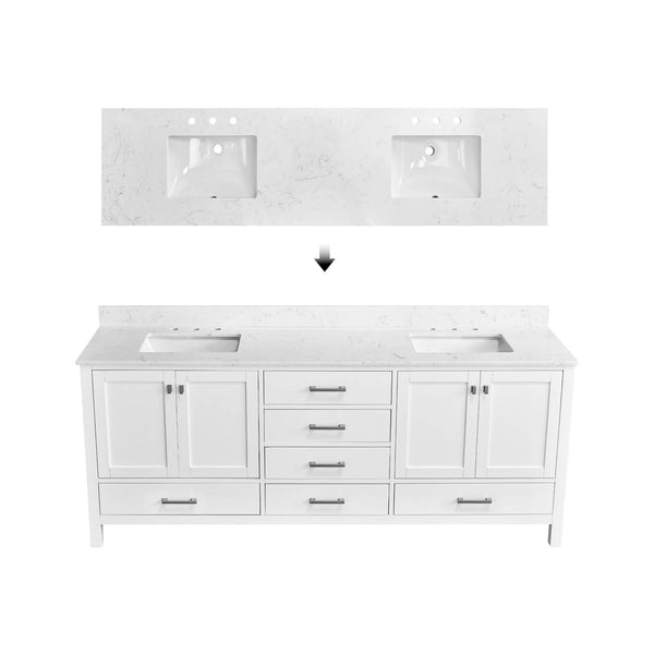 Alora 84-Inch Double Basin Freestanding Bathroom Vanity With Solid Wood Frame [No Faucet] (SAK81794) SAKSBY WHOLESALE