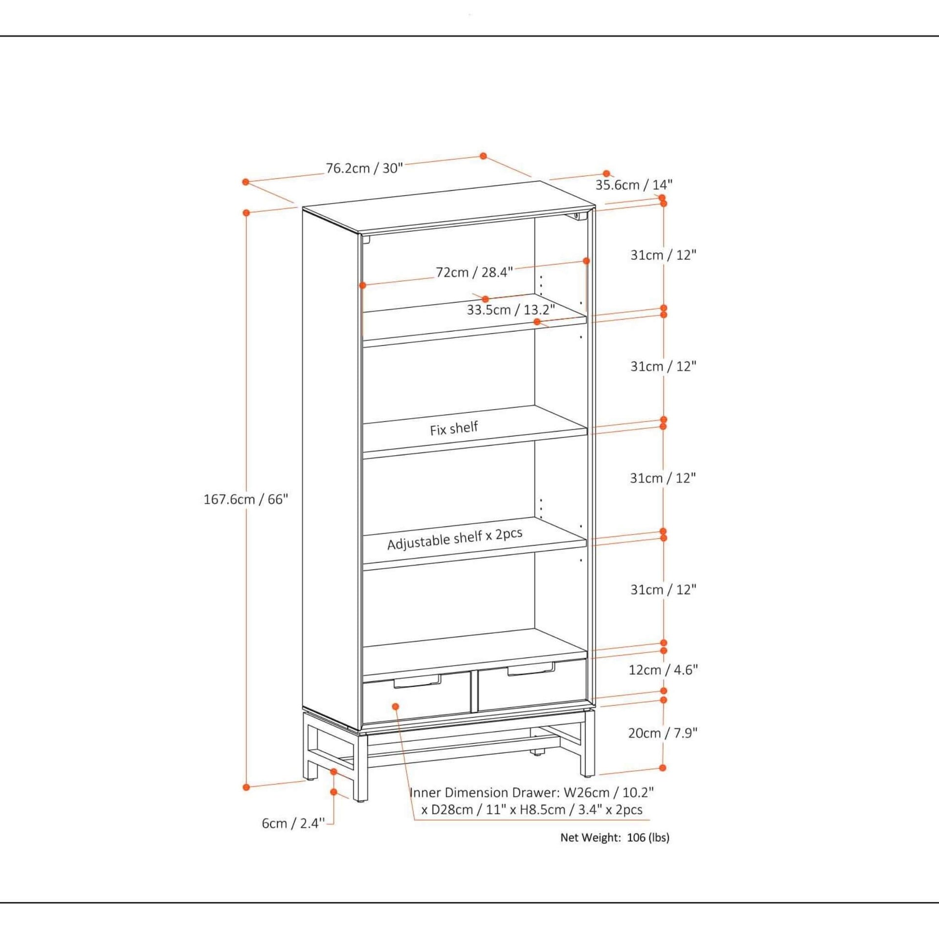 Alora Banting Mid-Century Oak Veneer Bookcase With Adjustable Shelves (SAK35178) SAKSBY WHOLESALE