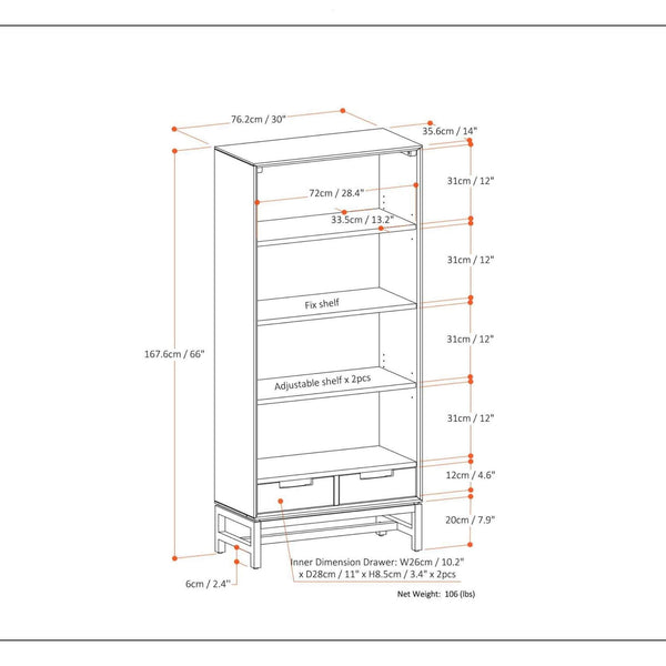 Alora Banting Mid-Century Oak Veneer Bookcase With Adjustable Shelves (SAK35178) SAKSBY WHOLESALE