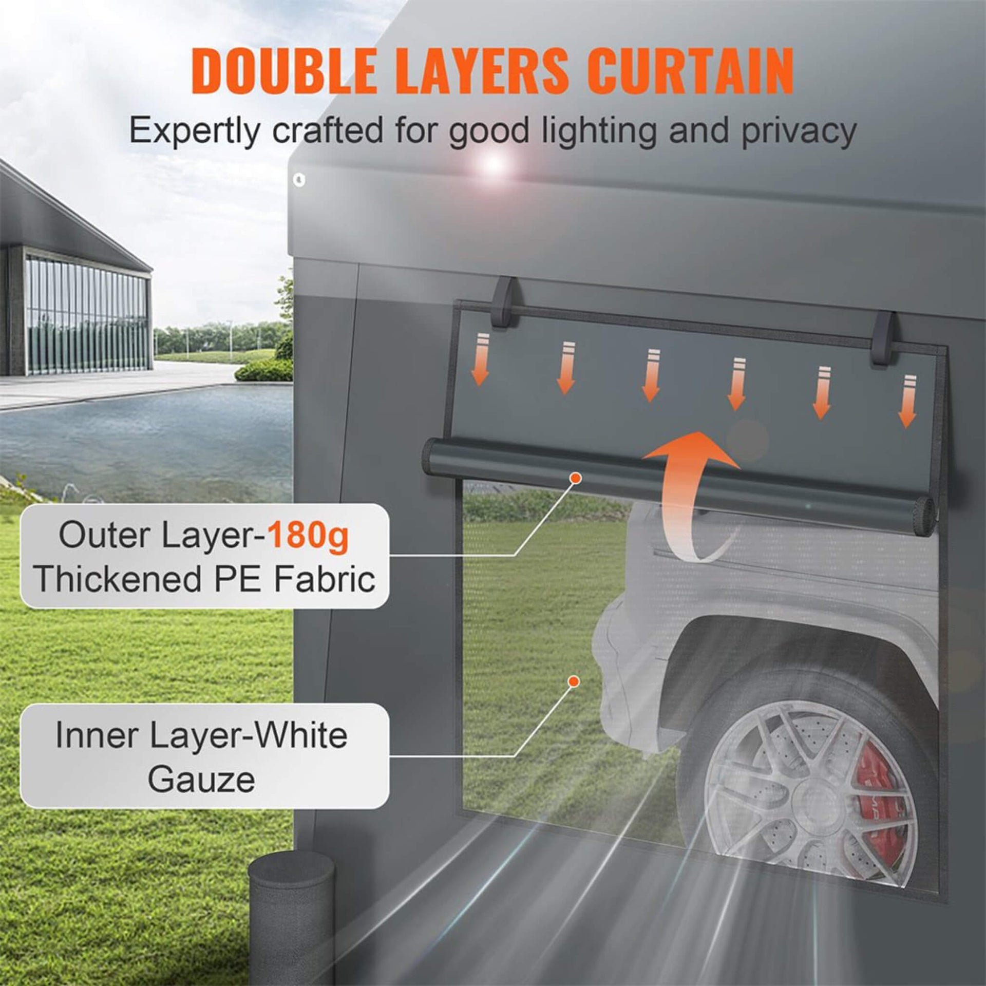 [12X20FT] Heavy-Duty Outdoor Premium Garage Tarp Canopy Shelter W/ Removable Sidewalls (SAK94615)