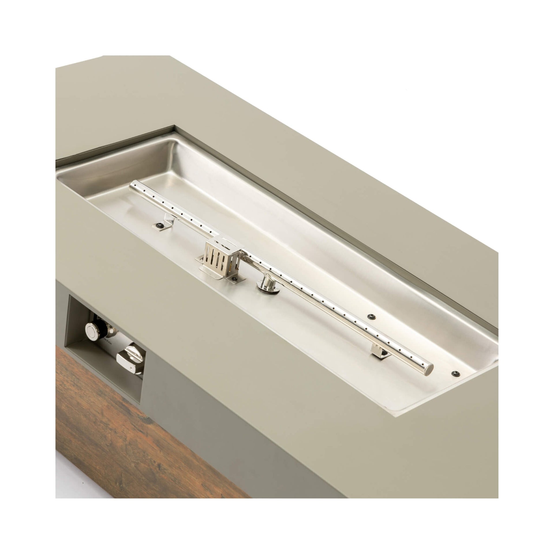 Alora Luxury 48-Inch Outdoor Wood Grain Iron Fire Pit Table With Lava Rocks (SAK37905) SAKSBY WHOLESALE