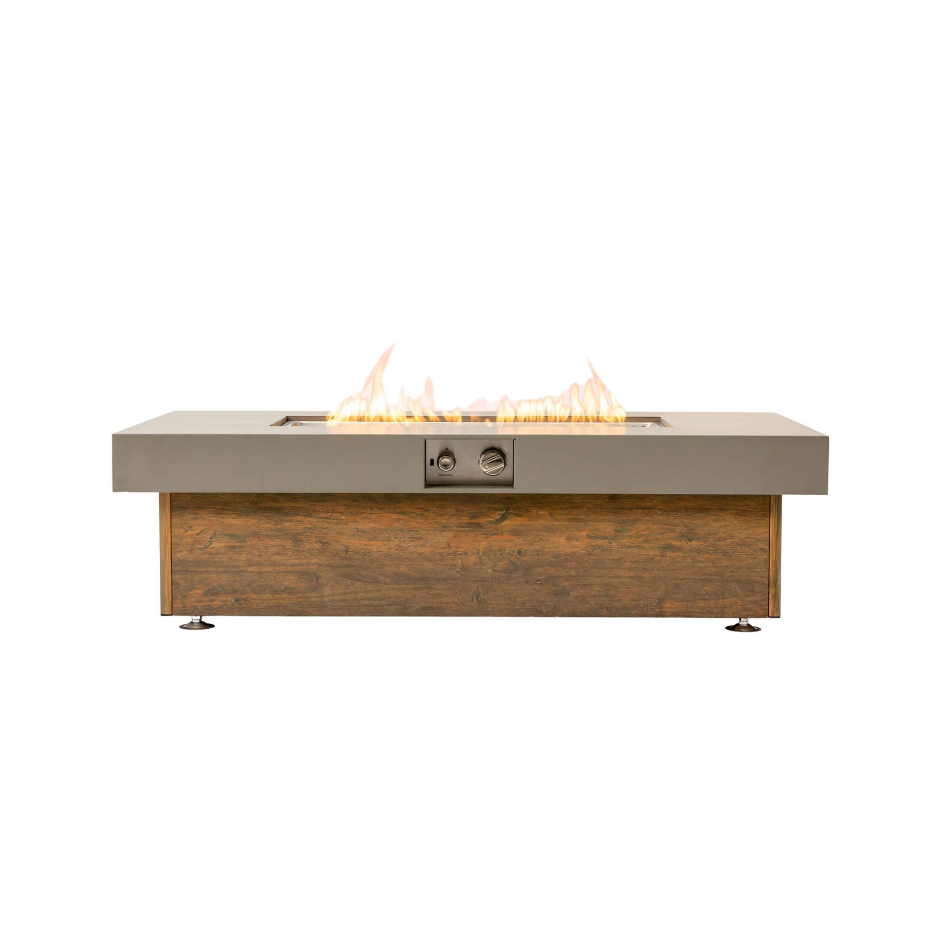 Alora Luxury 48-Inch Outdoor Wood Grain Iron Fire Pit Table With Lava Rocks (SAK37905) SAKSBY WHOLESALE