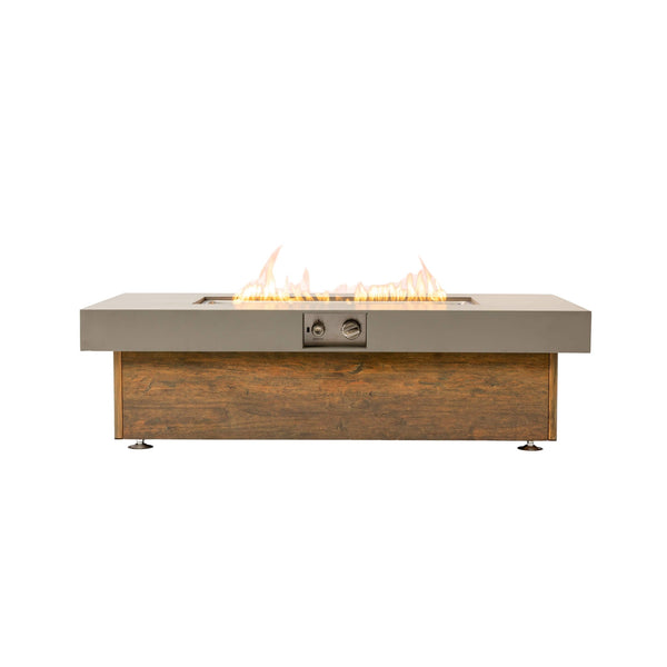Alora Luxury 48-Inch Outdoor Wood Grain Iron Fire Pit Table With Lava Rocks (SAK37905) SAKSBY WHOLESALE