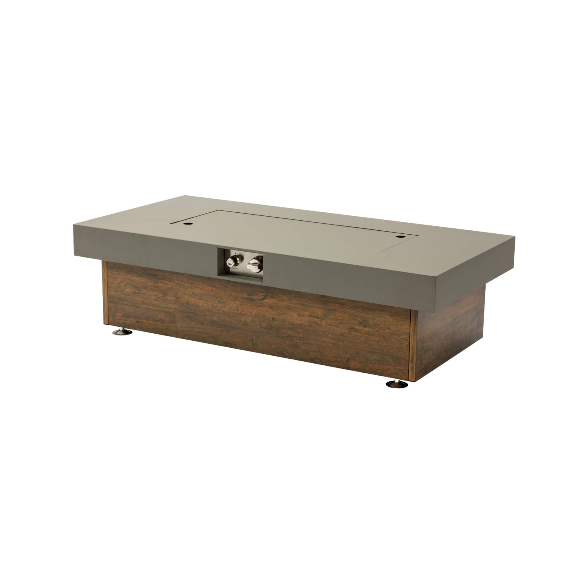 Alora Luxury 48-Inch Outdoor Wood Grain Iron Fire Pit Table With Lava Rocks (SAK37905) SAKSBY WHOLESALE