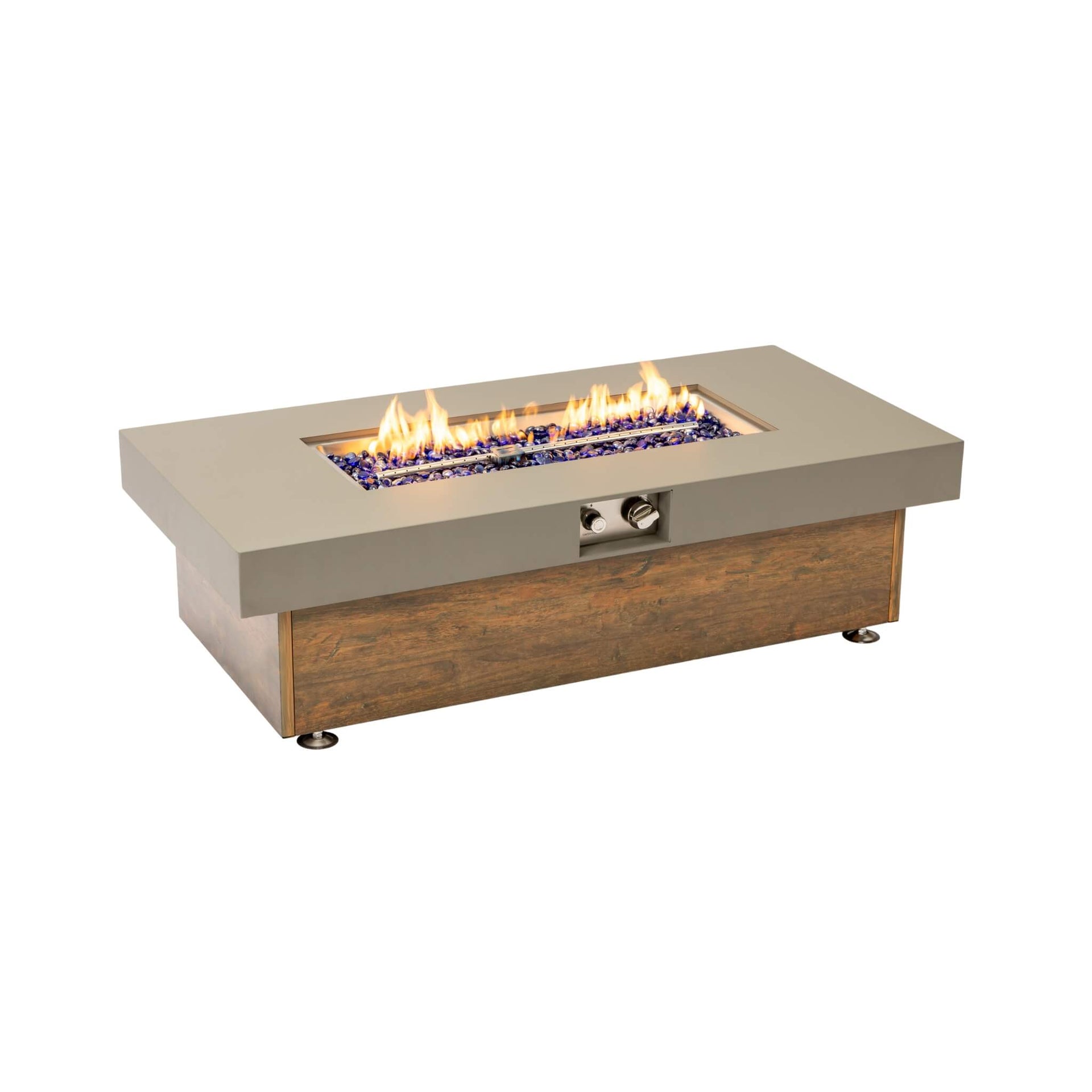 Alora Luxury 48-Inch Outdoor Wood Grain Iron Fire Pit Table With Lava Rocks (SAK37905) SAKSBY WHOLESALE