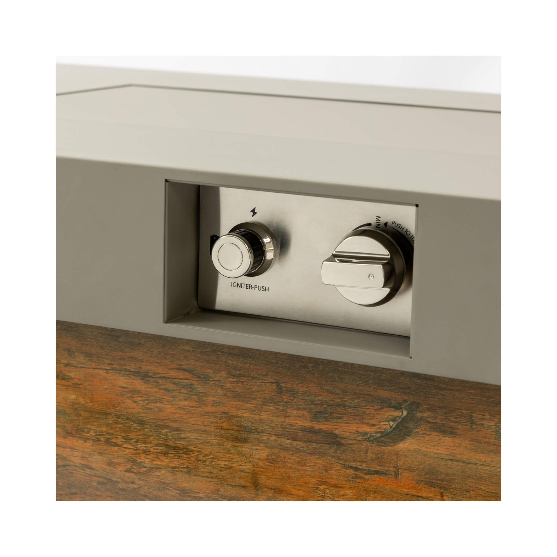 Alora Luxury 48-Inch Outdoor Wood Grain Iron Fire Pit Table With Lava Rocks (SAK37905) SAKSBY WHOLESALE