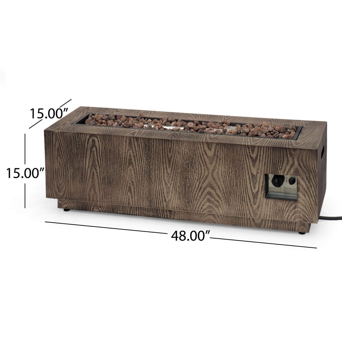 48-Inch Modern 50K BTU Outdoor Rectangular Propane Gas Fire Pit With Lava Rocks (SAK82521)