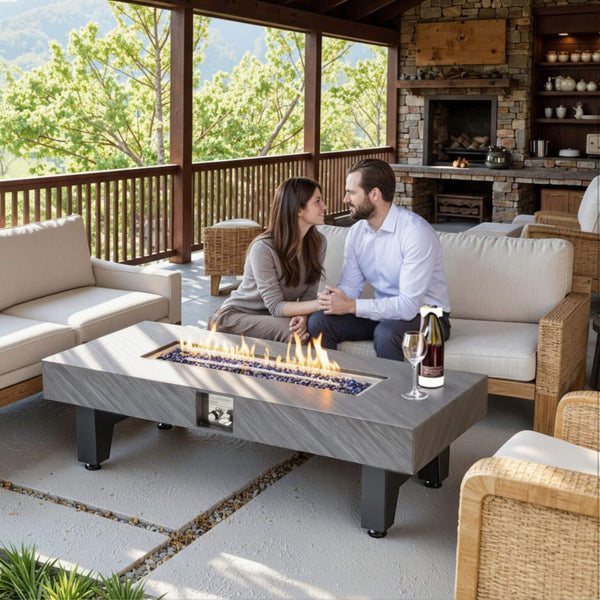 Alora 54-Inch Modern Outdoor Propane Fire Pit Table With Waterproof Cover (SAK42628) SAKSBY WHOLESALE