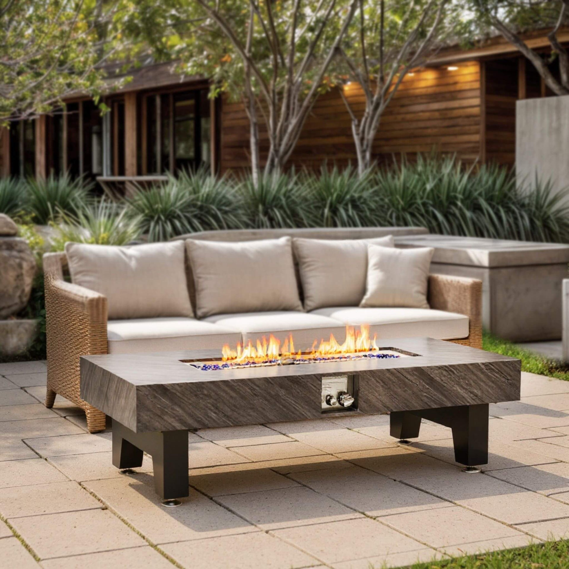 Alora 54-Inch Modern Outdoor Propane Fire Pit Table With Waterproof Cover (SAK42628) SAKSBY WHOLESALE