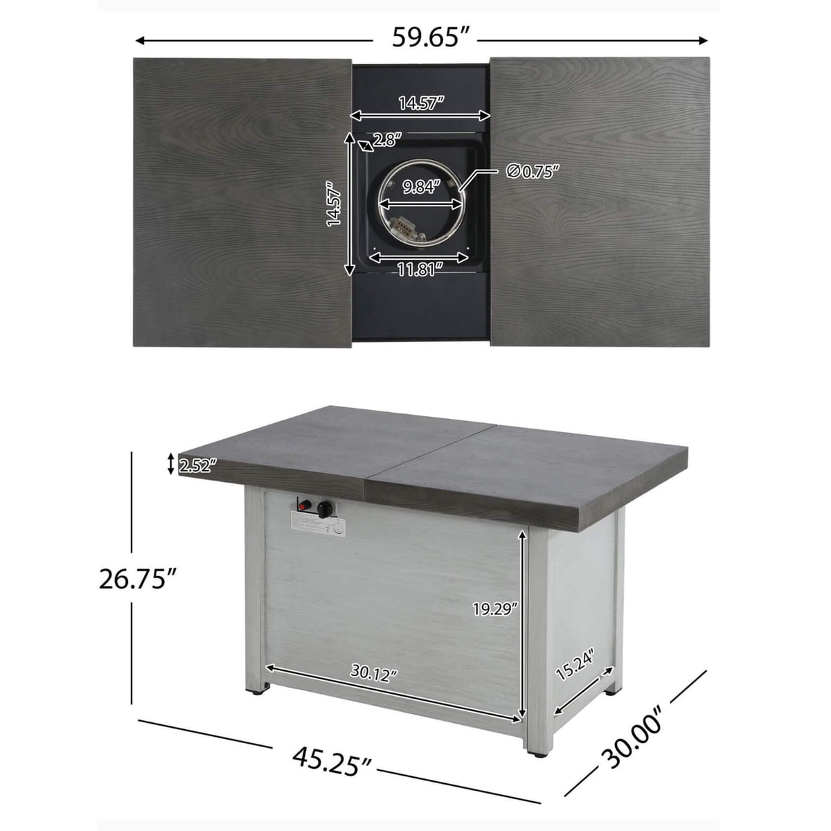 Premium 50K BTU Rectangle Outdoor Aluminum Fire Pit Table (SAK70248)