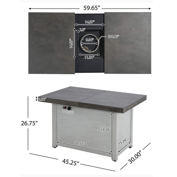 Premium 50K BTU Rectangle Outdoor Aluminum Fire Pit Table (SAK70248)