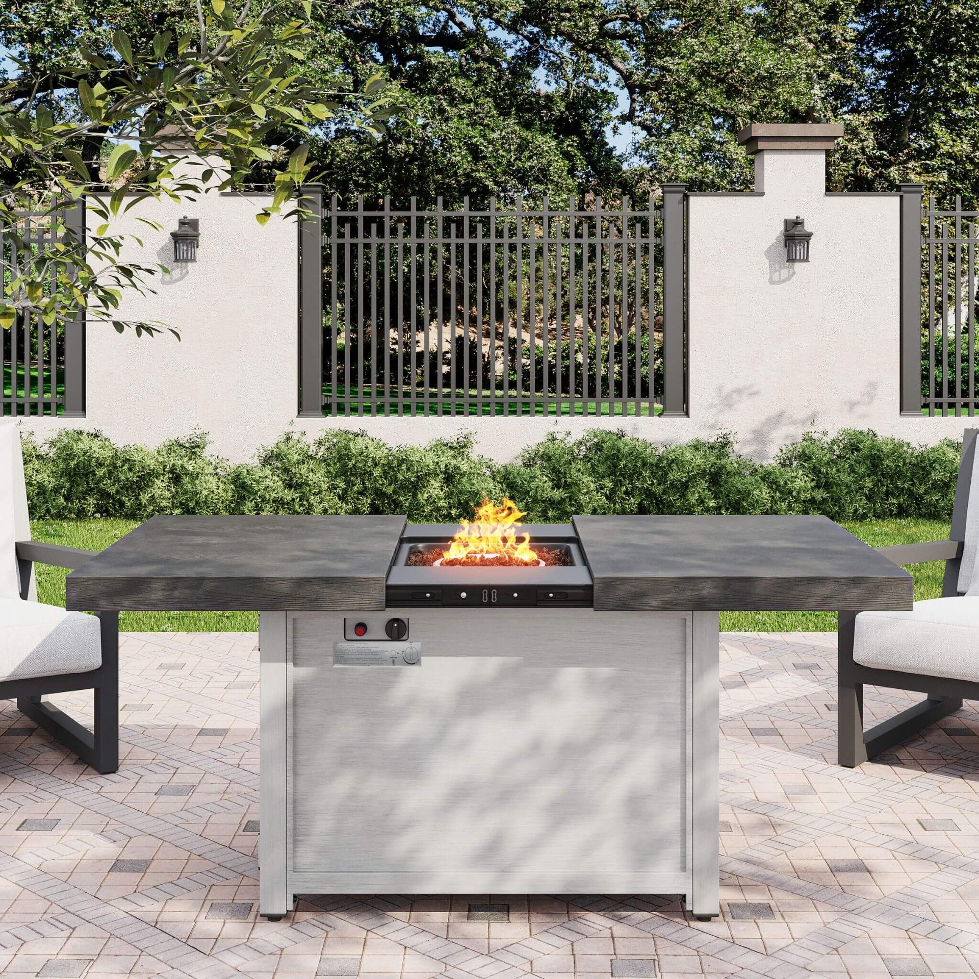 Premium 50K BTU Rectangle Outdoor Aluminum Fire Pit Table (SAK70248)