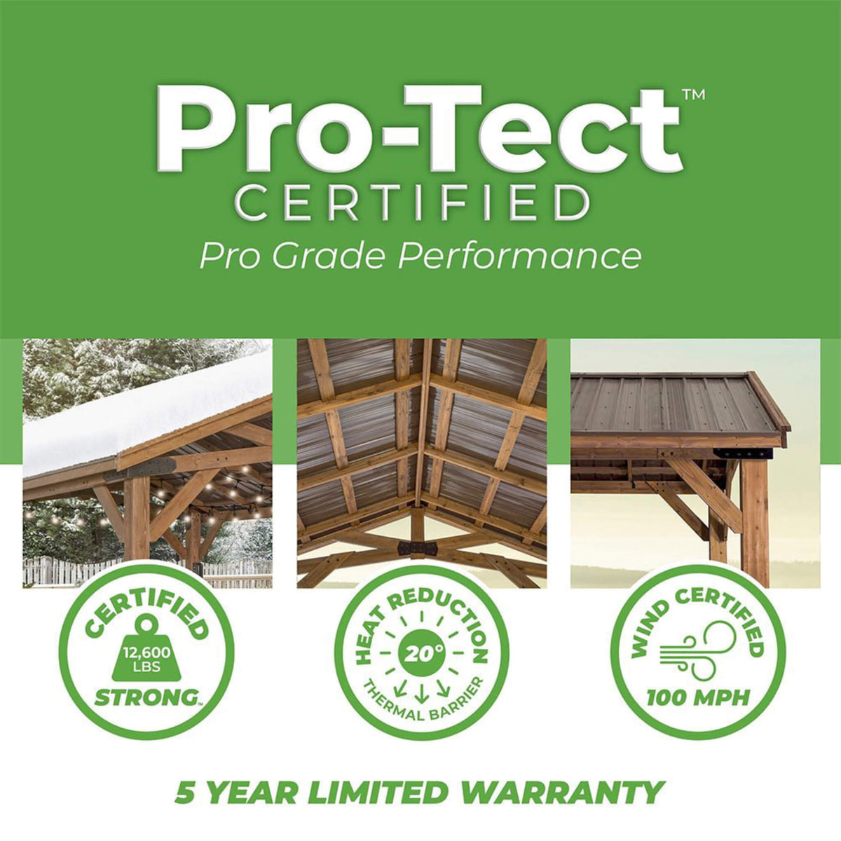 [12X20FT] Premium All Cedar Wooden Carport Pavilion Gazebo With Sloped Hardtop Steel Roof (SAK14279)