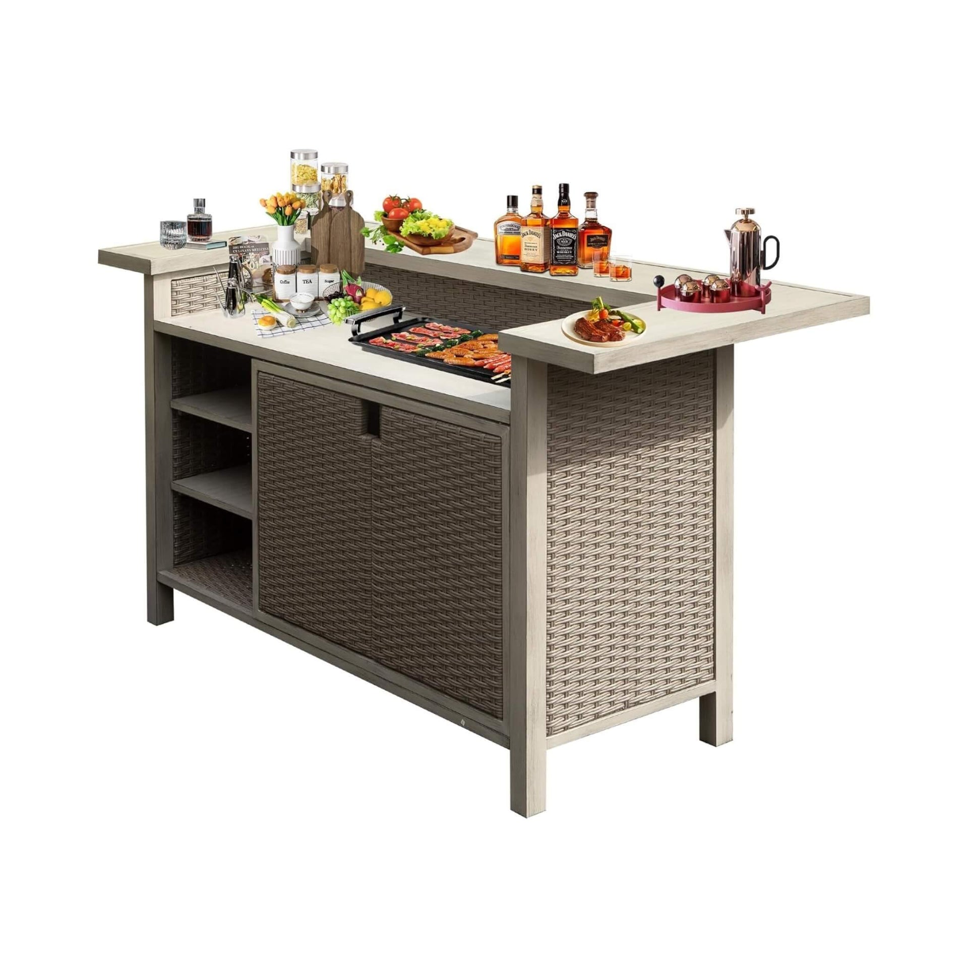Premium All-Weather Spacious Outdoor Patio Bar Table With Aluminum Frame (SAK51876)
