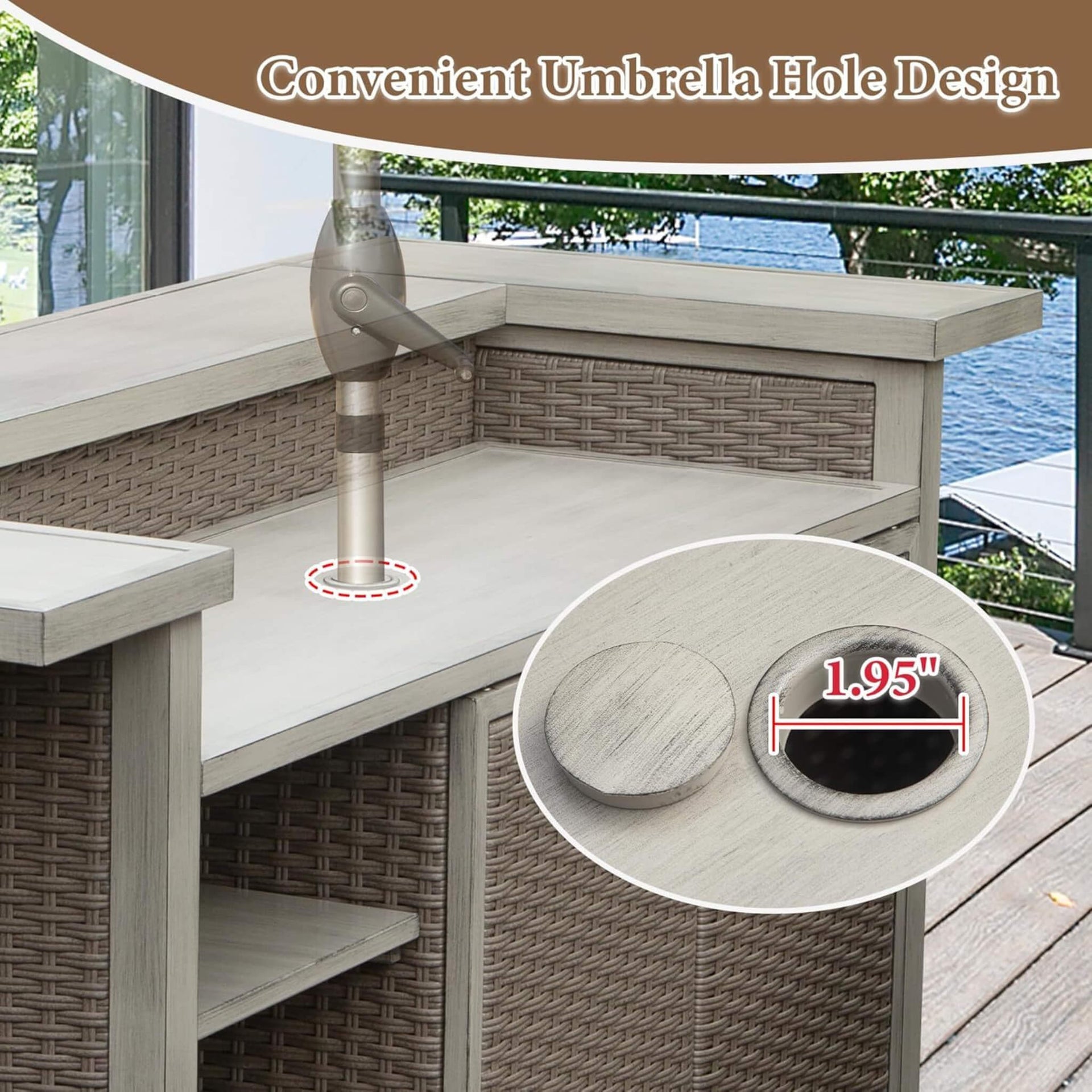 Premium All-Weather Spacious Outdoor Patio Bar Table With Aluminum Frame (SAK51876)