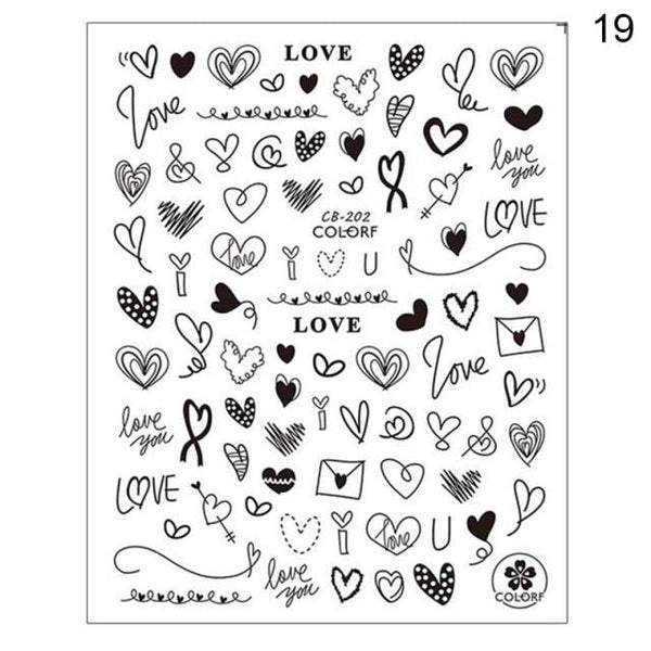 Alphabet Love Shaped  Pattern 3D Nail Stickers Slider Valentine Day Decals Foil For Love Nail Art Decoration Pop Art Nail Stickers Sexy Girl Designs Comics Water Transfer Decals Manicure Lips Nail Art Decorations Slider Nail Art Stickers