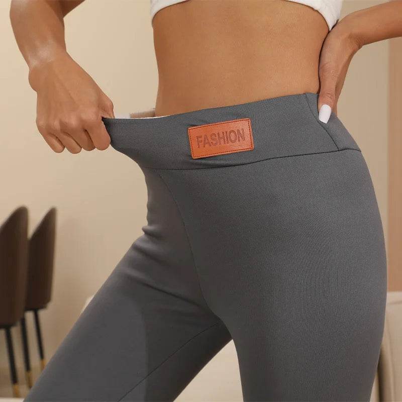 Women’s Thick Fleece Winter Leggings – High Waist Lamb Cashmere Velvet Warm Slim Tights