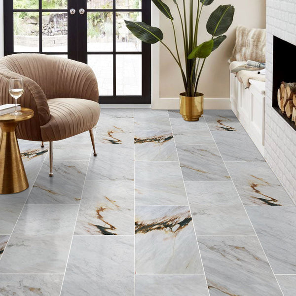 Alpina White Marble Polished Floor and Wall Tile - Large Format - Livfloors Collection