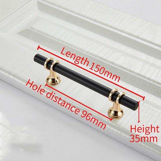 Aluminum Alloy Black Gold Door Handle Wardrobe Kitchen Cabinet Drawer Solid Handle Furniture Handle European Modern Hardware Modern Furniture Cupboard Door Drawer Handles