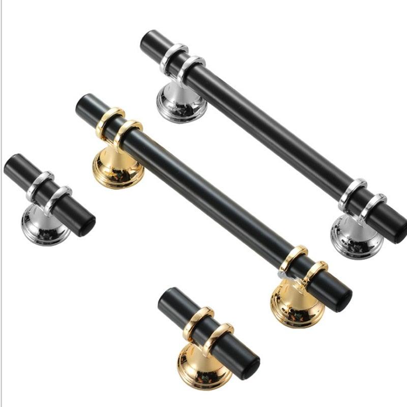 Aluminum Alloy Black Gold Door Handle Wardrobe Kitchen Cabinet Drawer Solid Handle Furniture Handle European Modern Hardware Modern Furniture Cupboard Door Drawer Handles